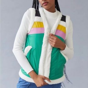 Urban Outfitters BGD Retro Colorblock Sherpa Vest